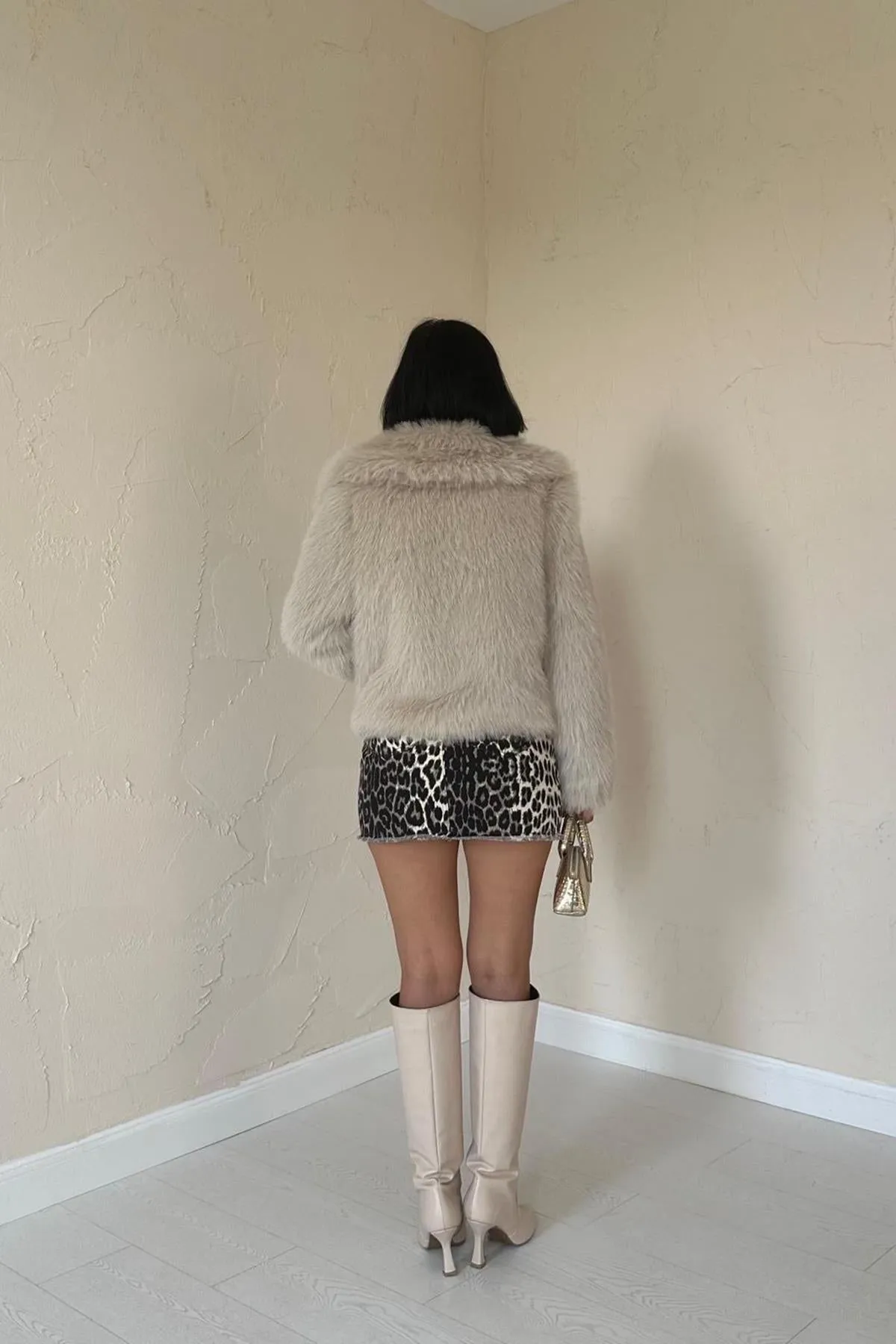 ELS Fur Short Coat - Beige - Waltham