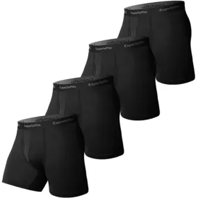 Expertoftio Men's Underwear Boxer Briefs 6 Inch Moisture Wicking Underwear for Men Pack of 4, Anting Chafing, Fly Pouch, M