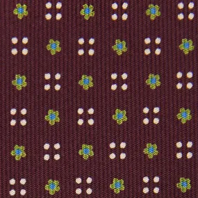 Floral Printed Bespoke Silk Tie - Burgundy V