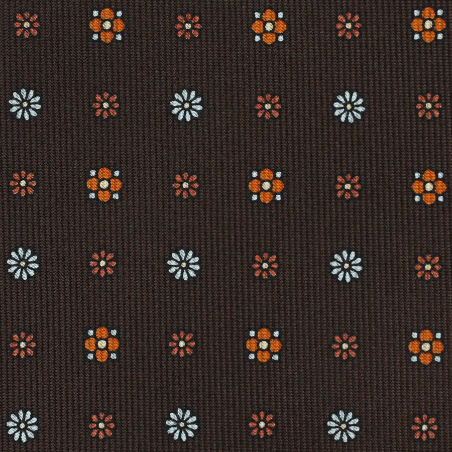 Floral Printed Bespoke Silk Tie - Chocolate