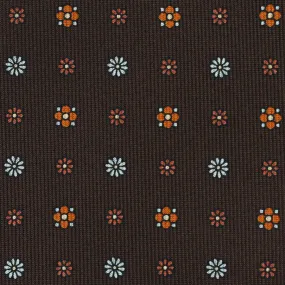 Floral Printed Bespoke Silk Tie - Chocolate