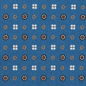 Floral Printed Silk Bespoke Tie - Air Force Blue