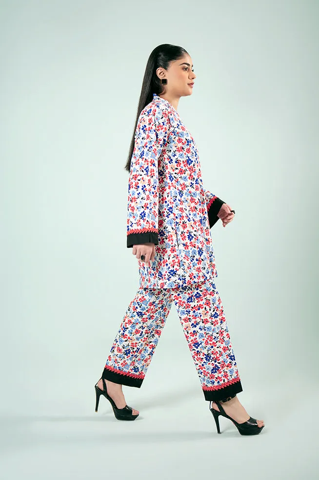 FOZIA KHALID  - Floral Printed Co-ord Set - Cotton - 2 Piece