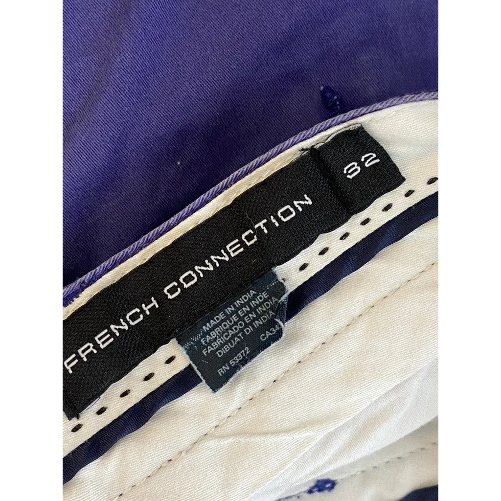 FRENCH CONNECTION Men's Purple Casual Stretch Straight-Leg Chino Pant SZ 32