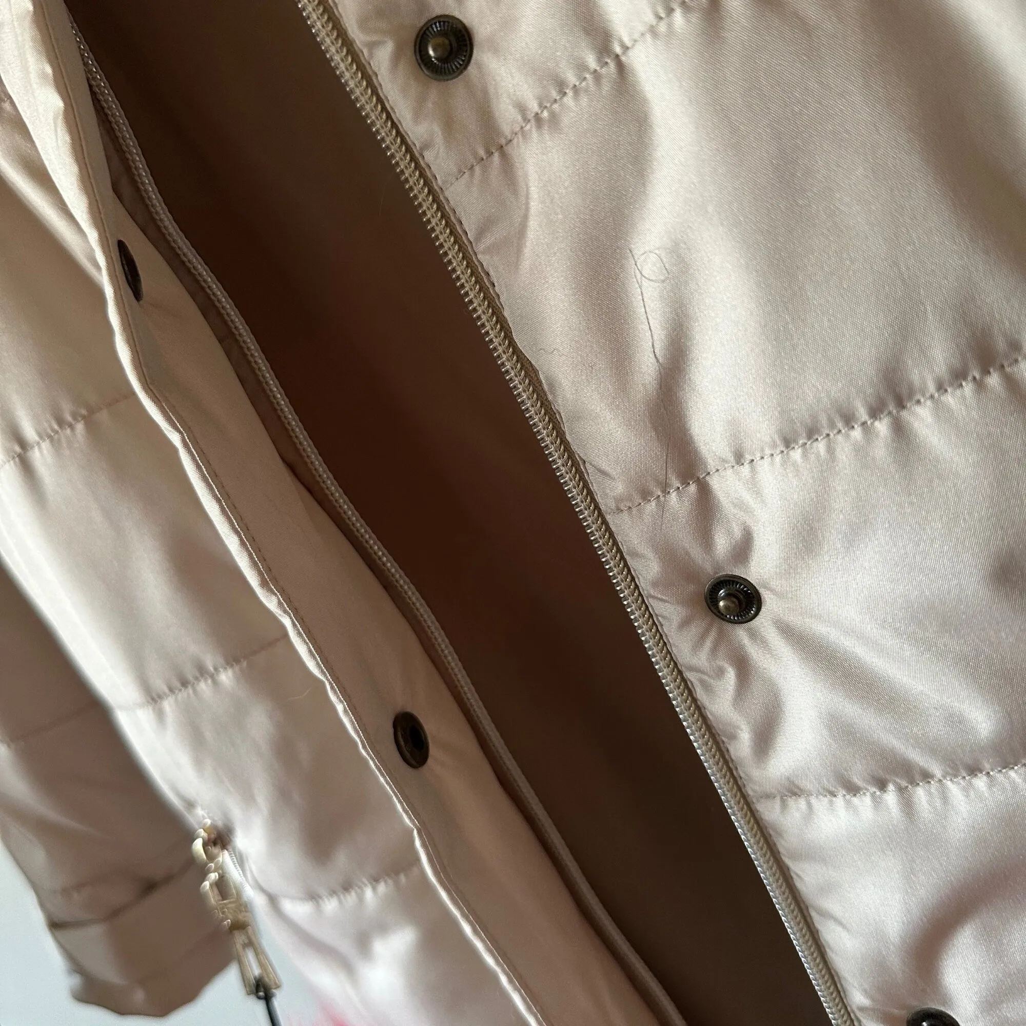 Fur Puffer Children's long parka сoat  trim fox fur,  Beige warm coat for girl, Winter kids coat parka