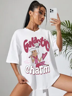 Galactic Charm Graphic Printed Womens Drop Shoulder T-shirt Legacy Boutiques Bangladesh
