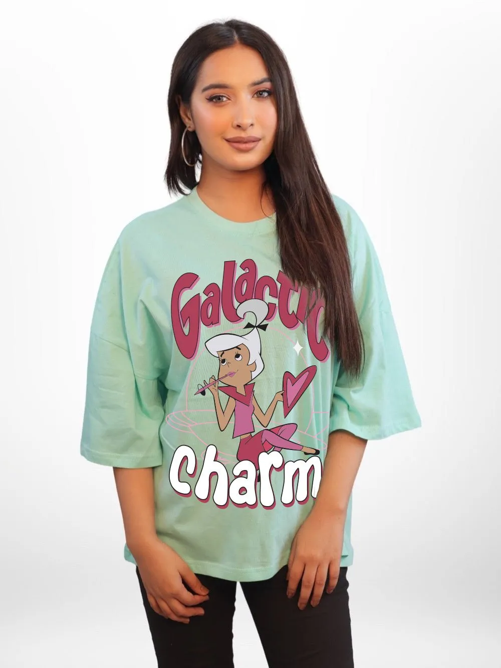 Galactic Charm Graphic Printed Womens Drop Shoulder T-shirt Legacy Boutiques Bangladesh