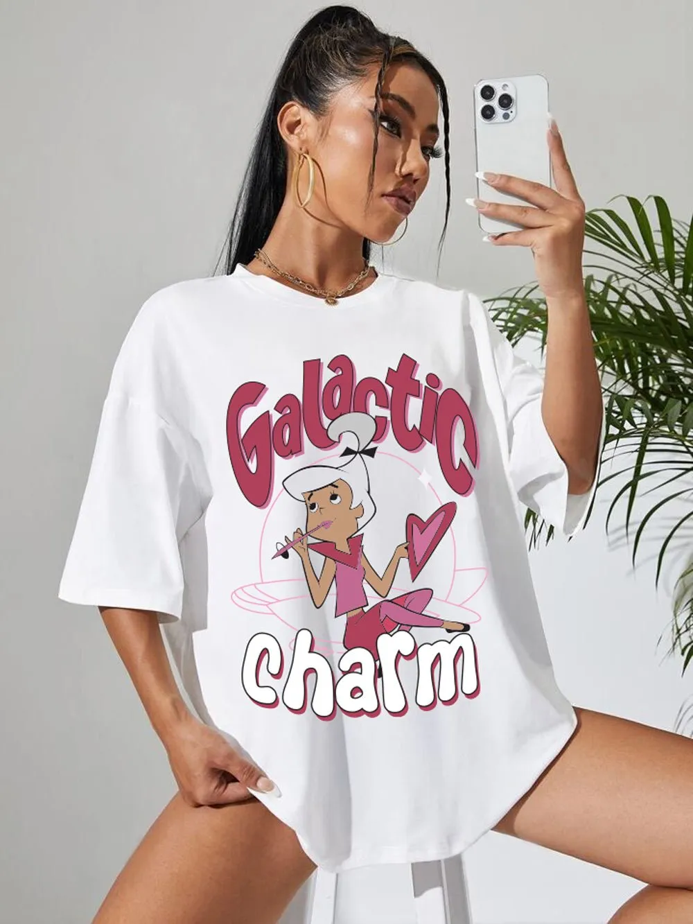 Galactic Charm Graphic Printed Womens Drop Shoulder T-shirt Legacy Boutiques Bangladesh