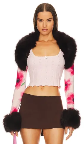 GUIZIO Faux Fur Bolero in Pink