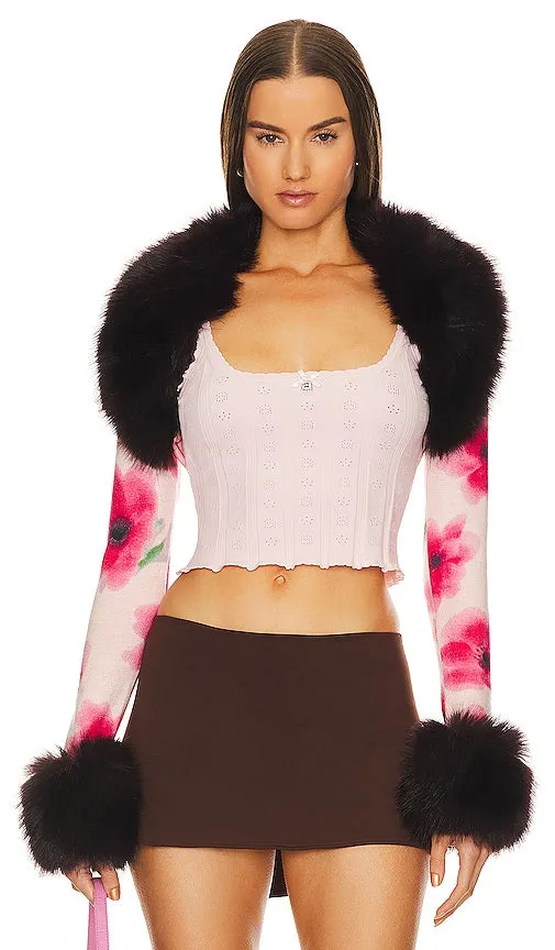 GUIZIO Faux Fur Bolero in Pink