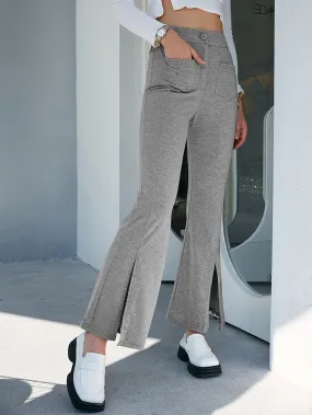 Heathered Slit Ankle Flare Pants