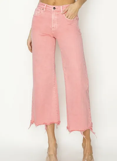 High Rise Flamingo Cropped Denim