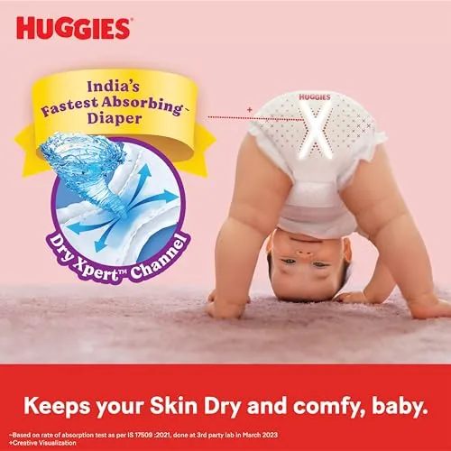 Huggies Complete Comfort Wonder Pants Newborn / Extra Small (Nb/Xs) Size (Up To 5 Kg) Baby Diaper Pants,90 Count,India'S Fastest Absorbing Diaper With Upto 4X Faster Unique Dry Xpert Channel