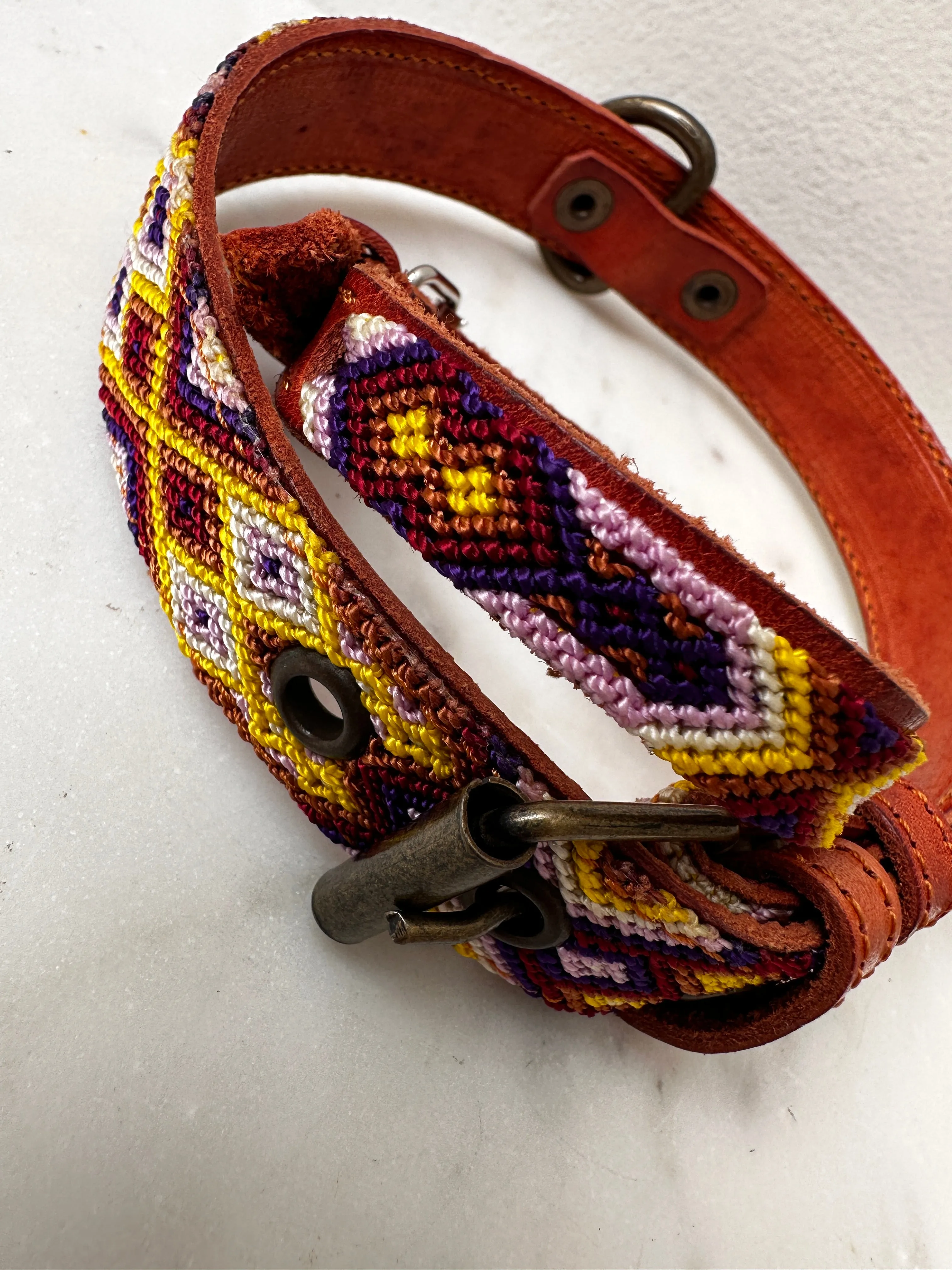 Huichol Fully Embroidered Dog Collar M2