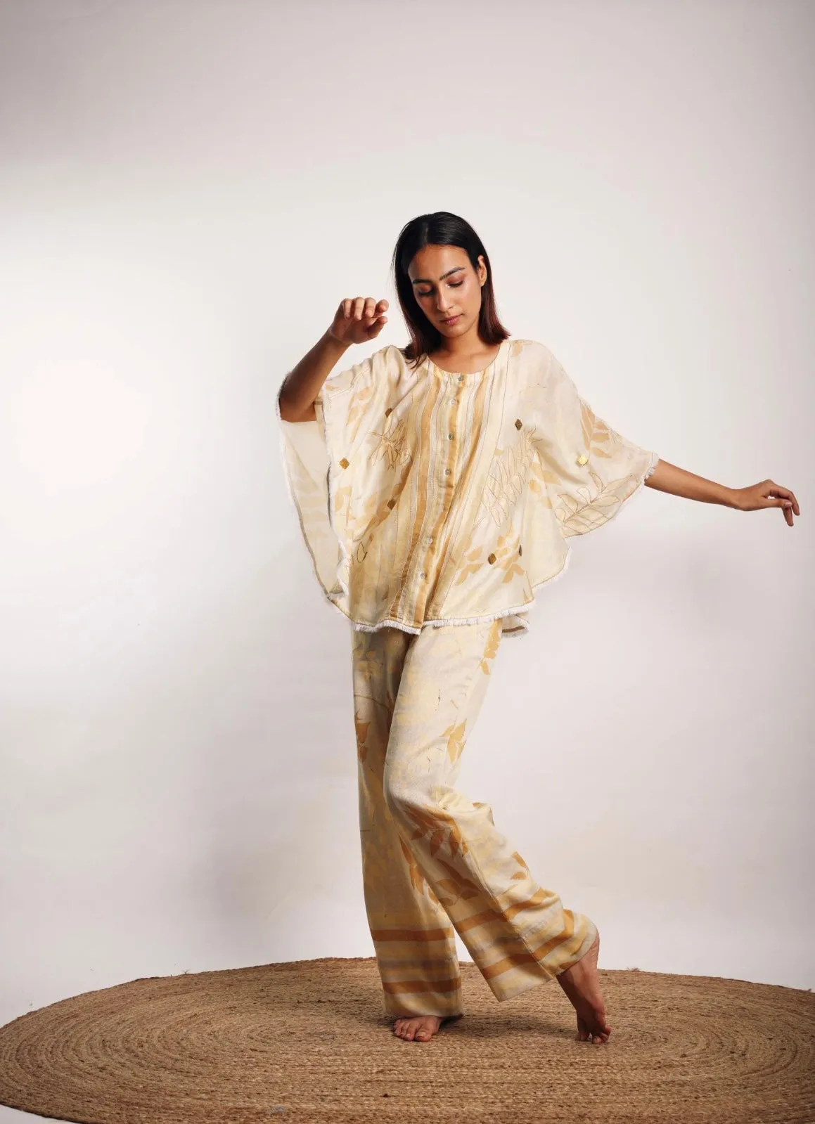 ICE TAN PONCHO WITH PANTS SET