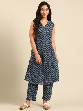 Indigo Printed Kurta Pant Set