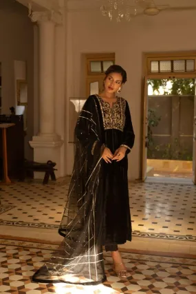 Insia Sohail - Anaara - Black - 3 Piece - Silk