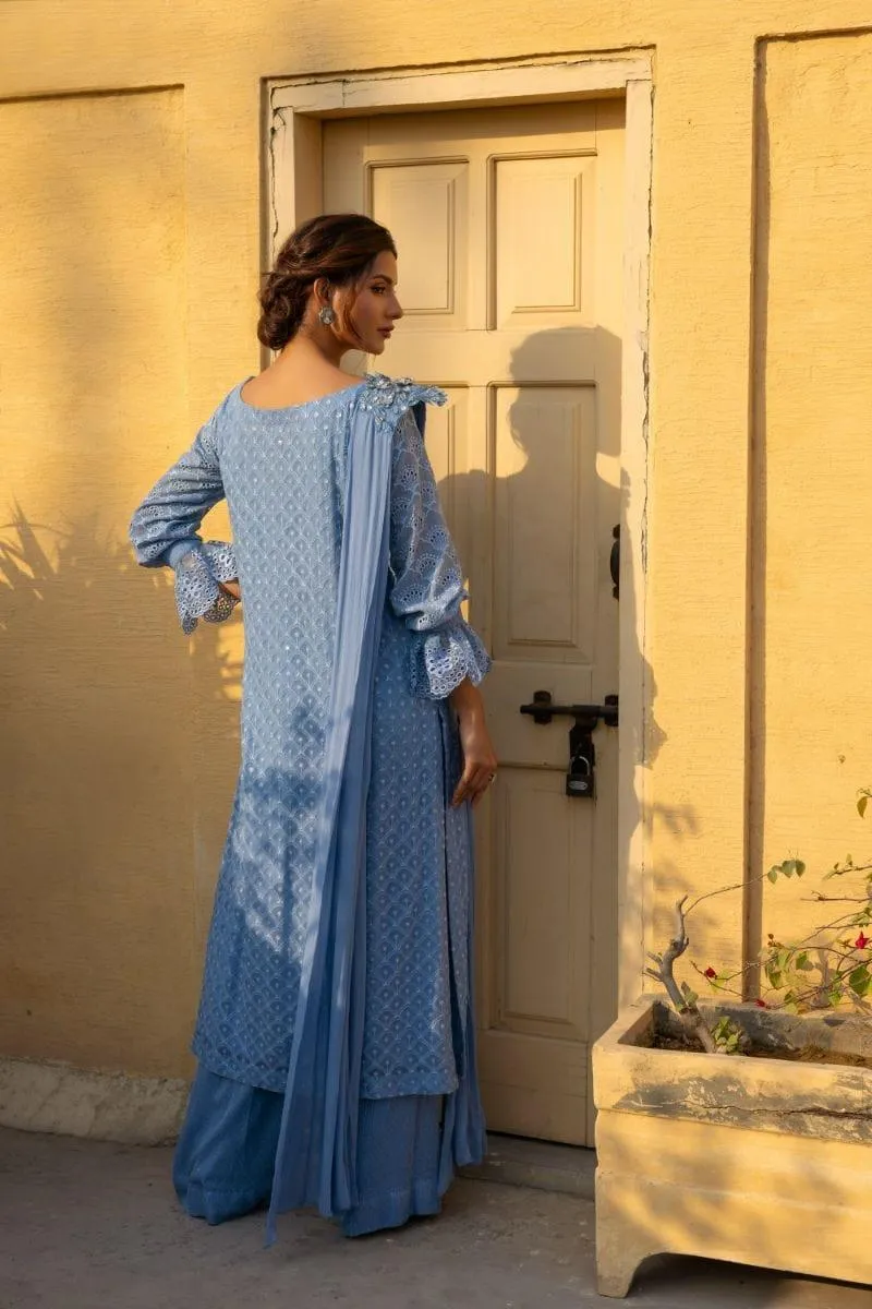 Insia Sohail - Chaandni - Ice blue - 3 Piece - Chiffon
