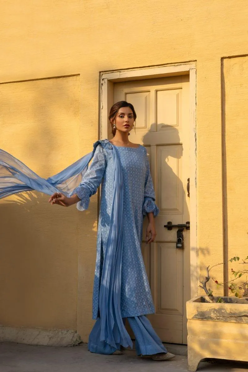 Insia Sohail - Chaandni - Ice blue - 3 Piece - Chiffon