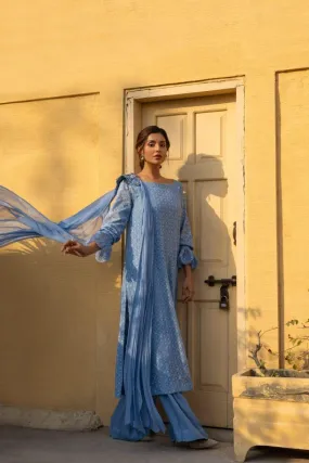 Insia Sohail - Chaandni - Ice blue - 3 Piece - Chiffon
