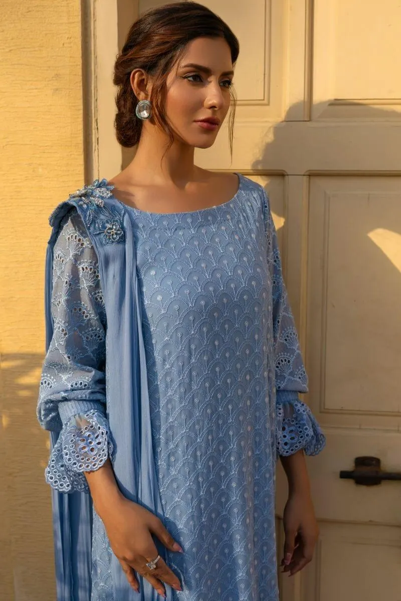 Insia Sohail - Chaandni - Ice blue - 3 Piece - Chiffon