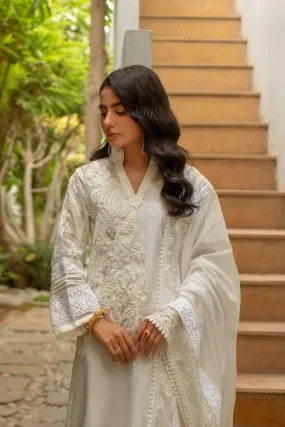 Insia Sohail - Jasmine White - 3 Piece - Cotton Net