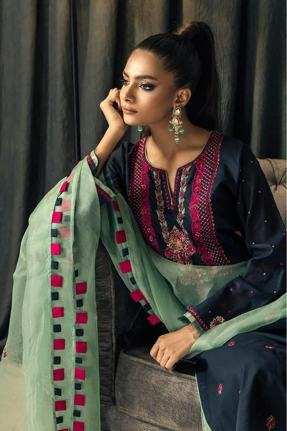Insia Sohail - Navy Blue Hiba