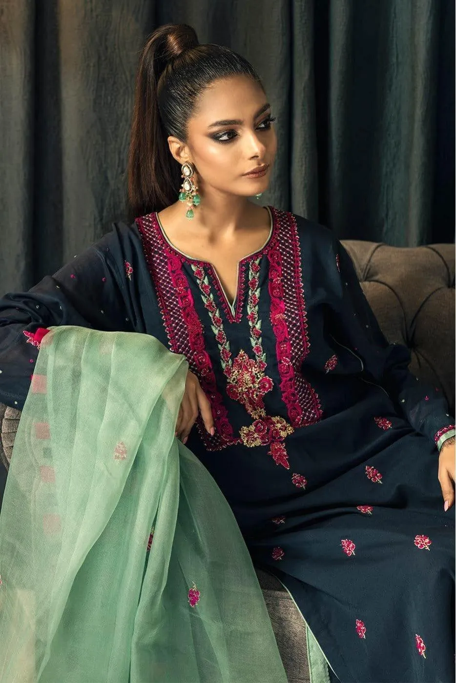 Insia Sohail - Navy Blue Hiba