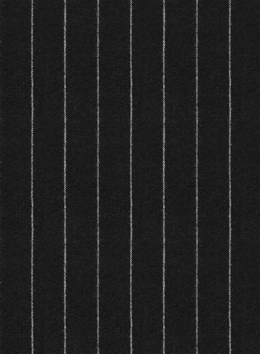 Italian Afito Black Chalkstripe Flannel Pants