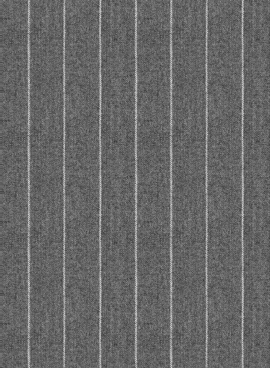 Italian Afito Gray Chalkstripe Flannel Pants