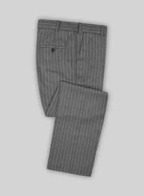 Italian Afito Gray Chalkstripe Flannel Pants