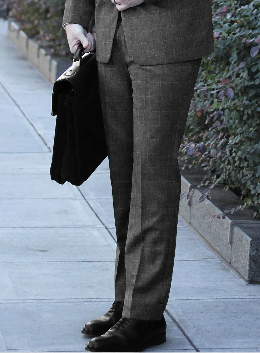 Italian Balca Gray Windowpane Flannel Pants