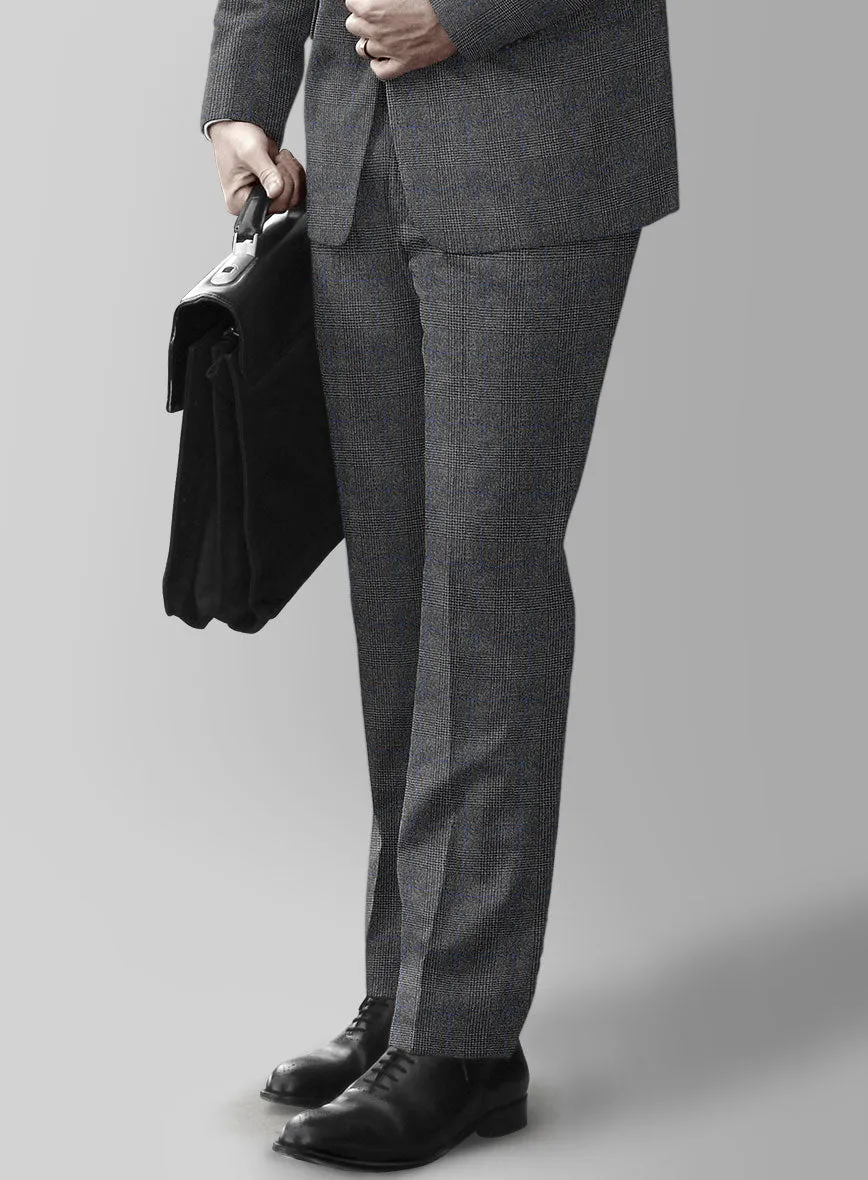Italian Burta Dark Gray Glen Flannel Pants