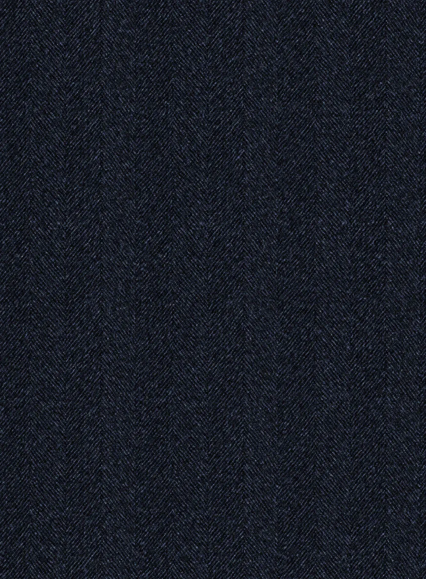 Italian Dark Blue Herringbone Flannel Pants