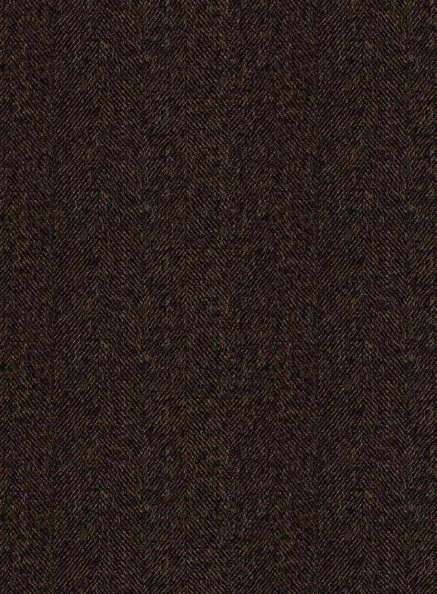 Italian Dark Brown Herringbone Flannel Pants