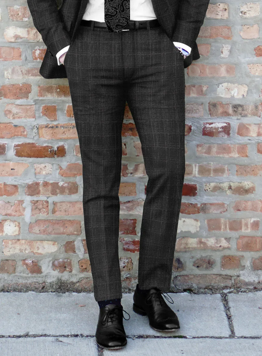 Italian Ecar Black Checks Flannel Pants