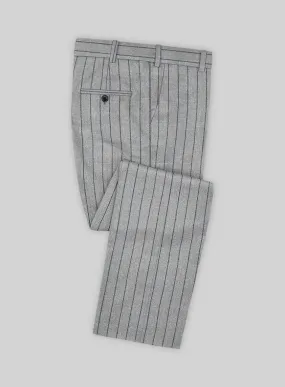 Italian Gray Stripe Cashmere Wool Pants