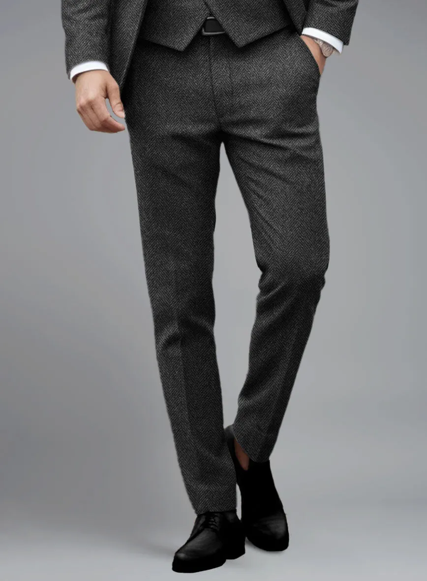 Italian Highlander Charcoal Herringbone Tweed Pants