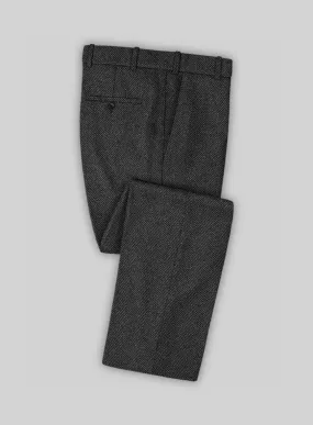 Italian Highlander Charcoal Herringbone Tweed Pants