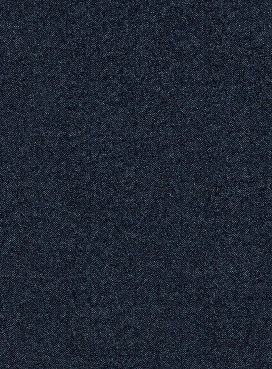 Italian Hulgo Blue Herringbone Wool Pants