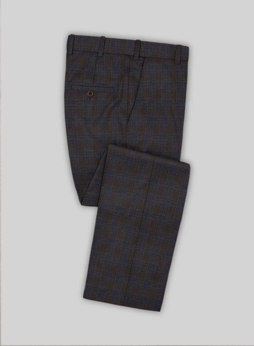 Italian Lark Brown Checks Flannel Pants