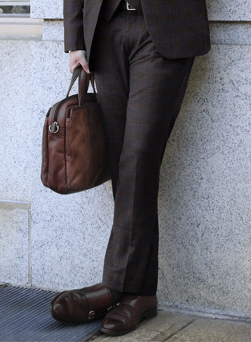 Italian Lark Brown Checks Flannel Pants