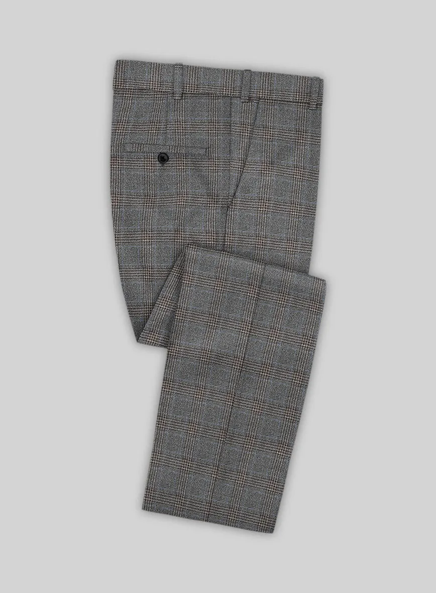 Italian Lark Gray Checks Flannel Pants