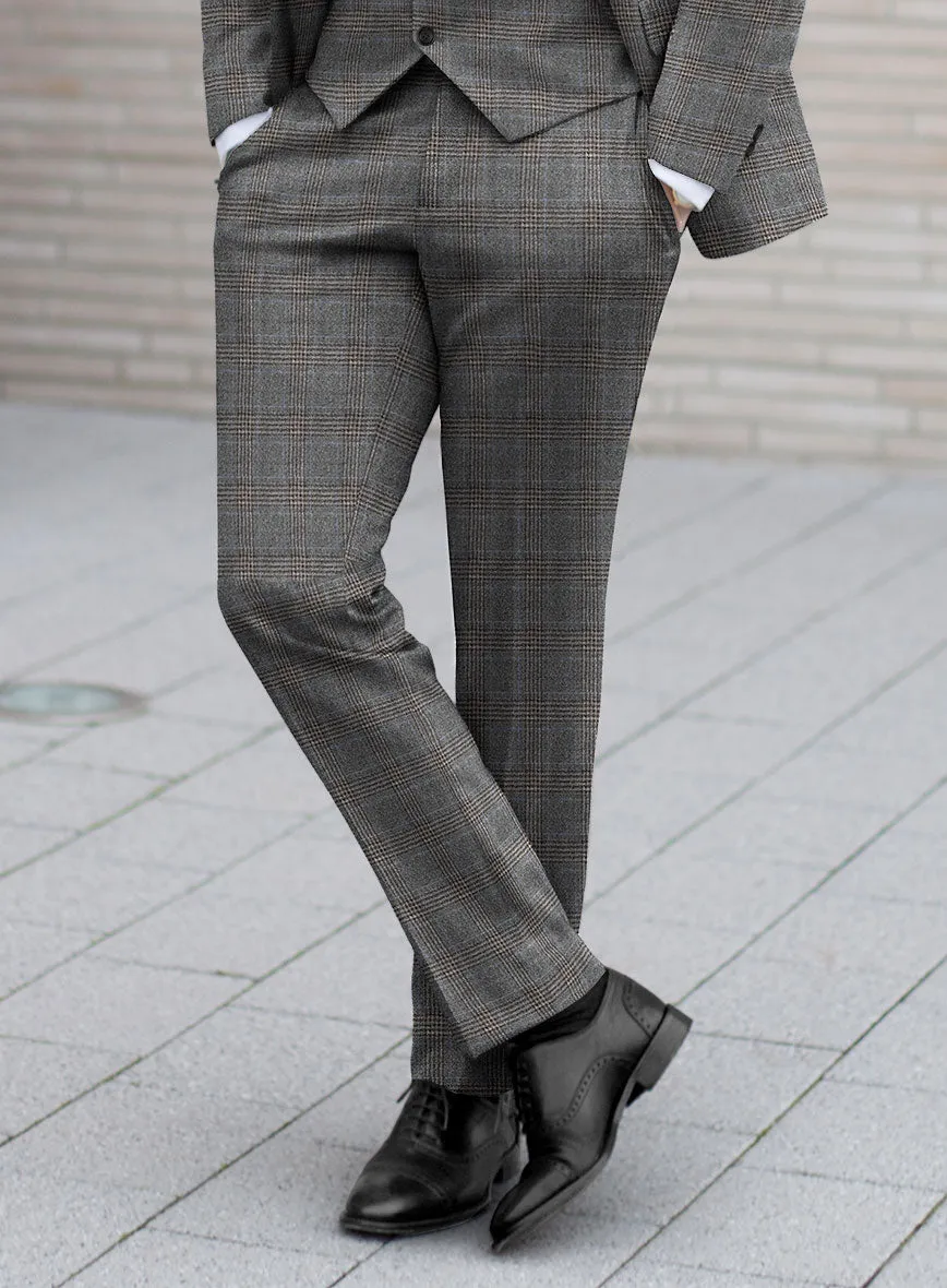 Italian Lark Gray Checks Flannel Pants