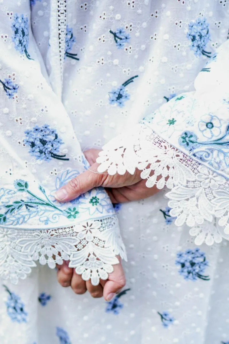 Khayal by Shaista Hasan - Blue Blossom - Chikan - 2 Piece