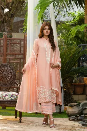 Khayal By Shaista Hasan - Peach - Pure Silk - 3 Piece