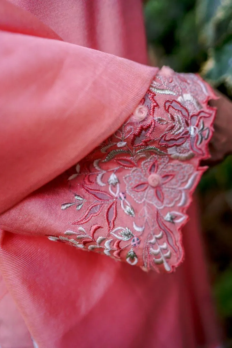 Khayal by Shaista Hasan - Peachy gleam - Cotton Silk - 3 Piece
