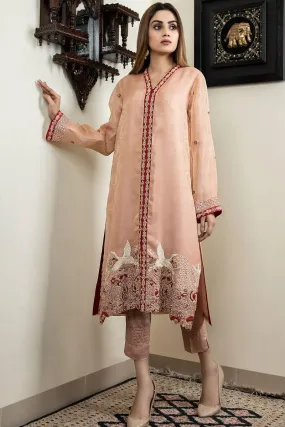 Khayal BY SHAISTA HASSAN - Organza shirt signature style heavily embeliished hem paired with straight pants - 3 Piece