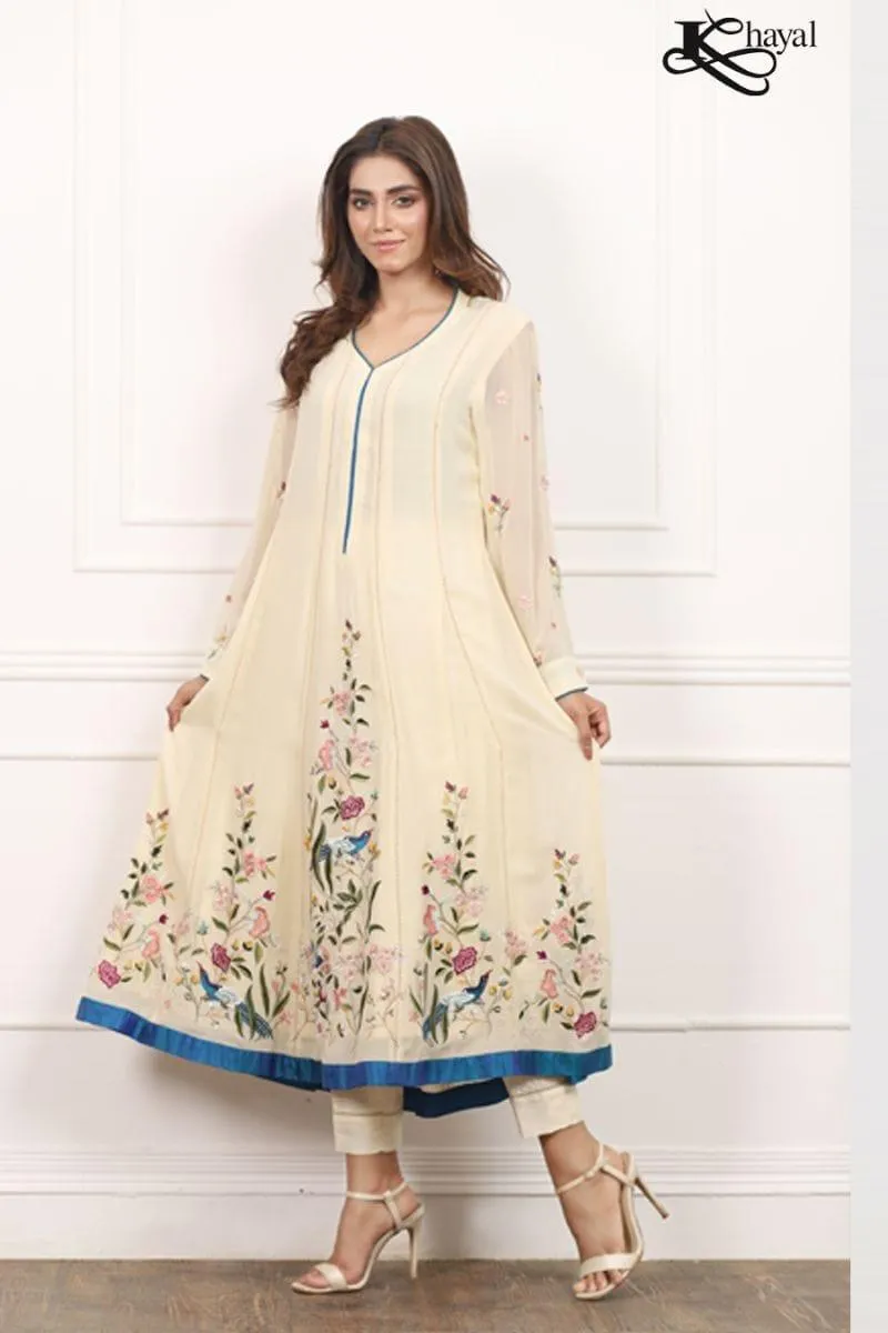 Khayal BY SHAISTA HASSAN - Pure chiffon georgette off-white  - 3 Piece