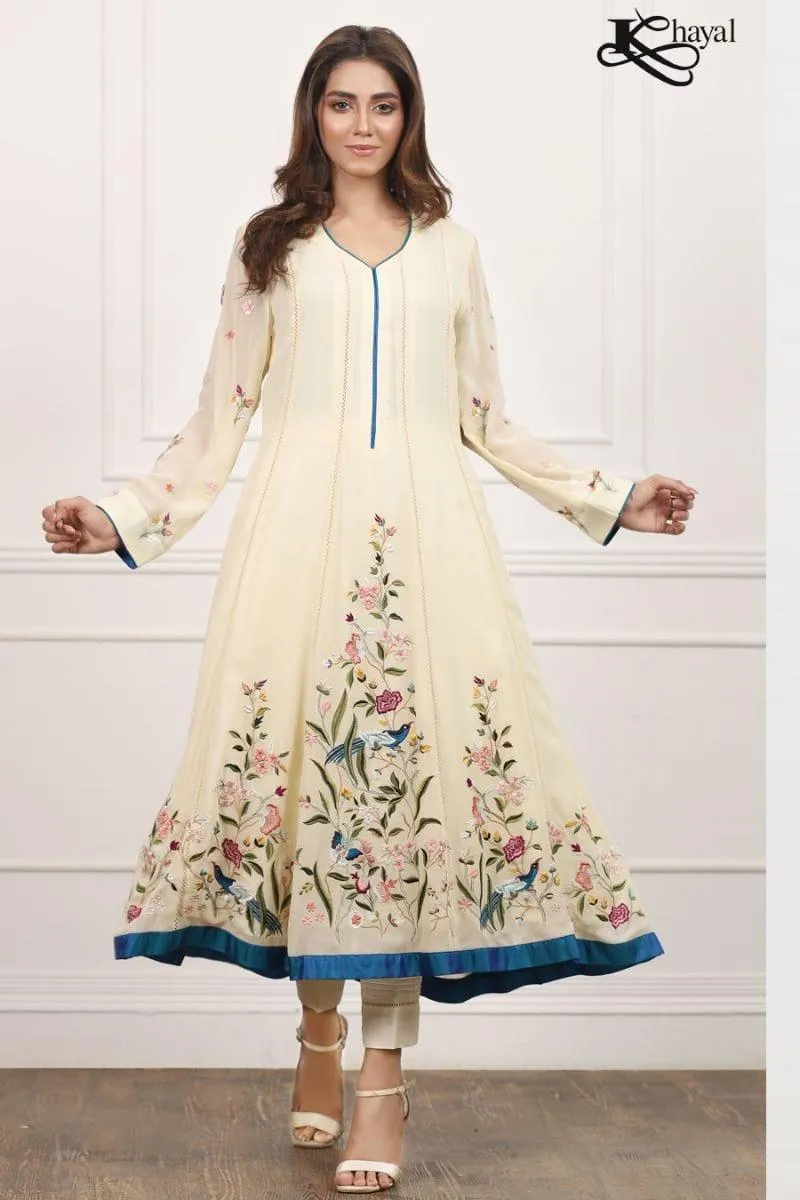 Khayal BY SHAISTA HASSAN - Pure chiffon georgette off-white  - 3 Piece